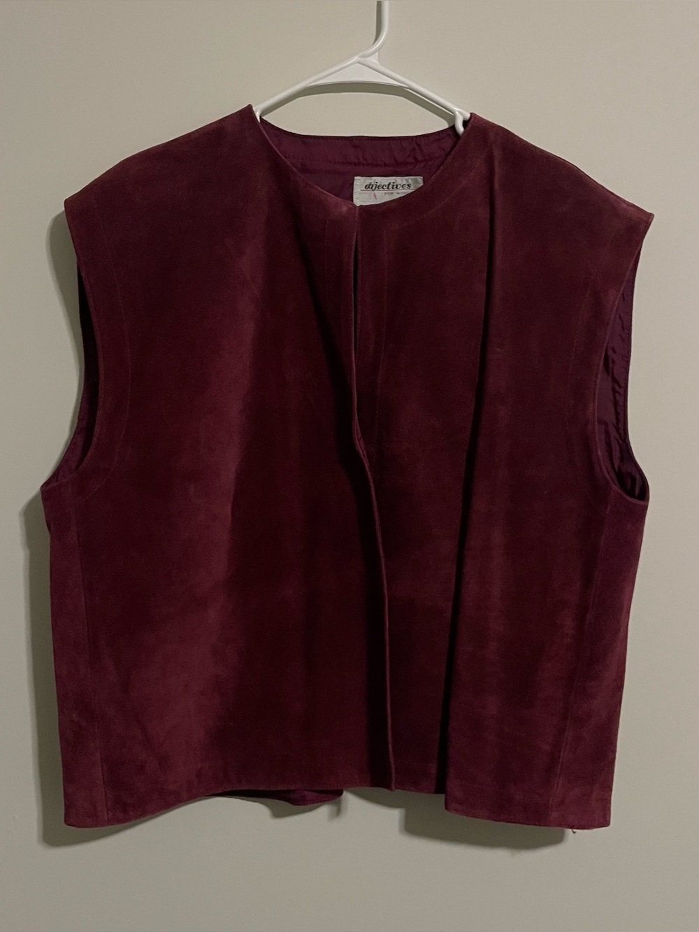 Red Maroon Leather Vest Western Rockability Boxy Fit Cowgirl Women's XL